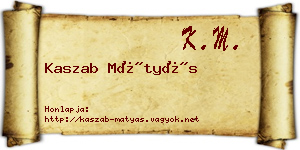 Kaszab Mátyás névjegykártya
